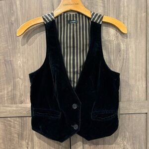 J Crew Waistcoat Slim Fitted Vest Black Velvet Button Front XS/XXS